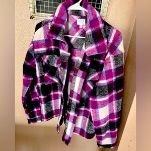 NWOT Brushed Fleece Plaid
Cropped Shacket